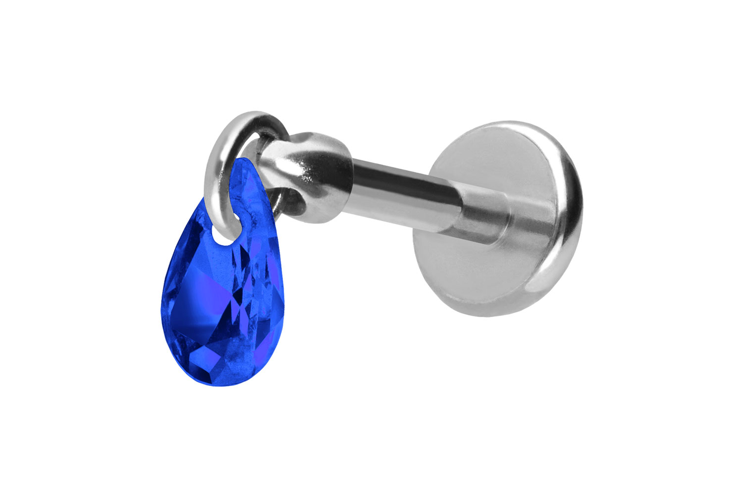 Titan Labret Piercing mit Push Fit KRISTALLTROPFEN